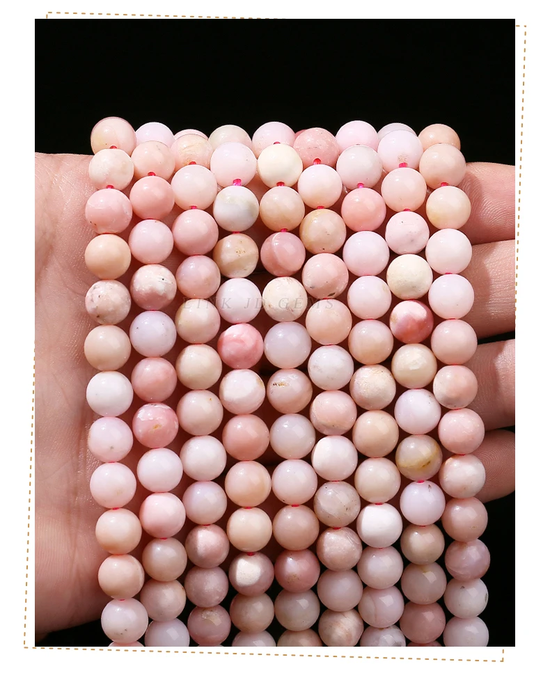 5A Naturstein Rosa Opal Perle Runde Lose Spacer 4 6 8 10mm Rocailles Für Schmuck Machen Diy halskette Armband Zubehör 15" – Detail 7
