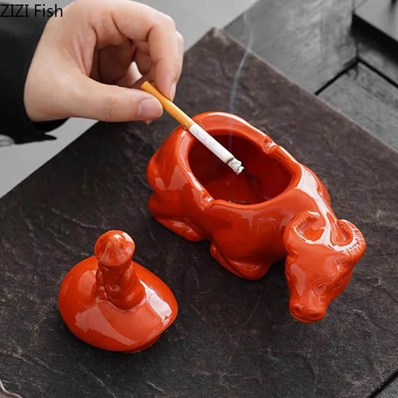 Cute Crab Ashtray Living Room with Lid Anti Fly Ash Ceramic Cigar Ashtray Decoration Chinese Home Decoration Art Friend Gift