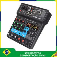 TEYUN 4-Channel Professional Sound Mixer Console Mini Audio Mixer Sound Card Computer Input 48v Power USB Computer Record NA4 1