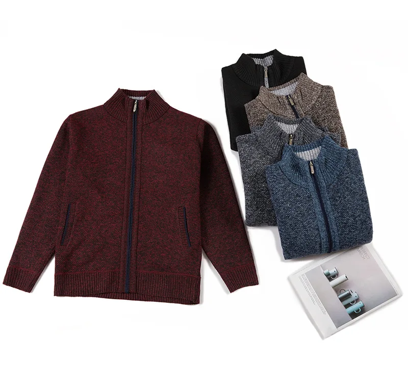 Wool Cardigan Men Autumn Winter Clothes Warm Thick Solid Long Sleeve Zipper Knitted Sweater Cotton Casual Brand Man Sweaters