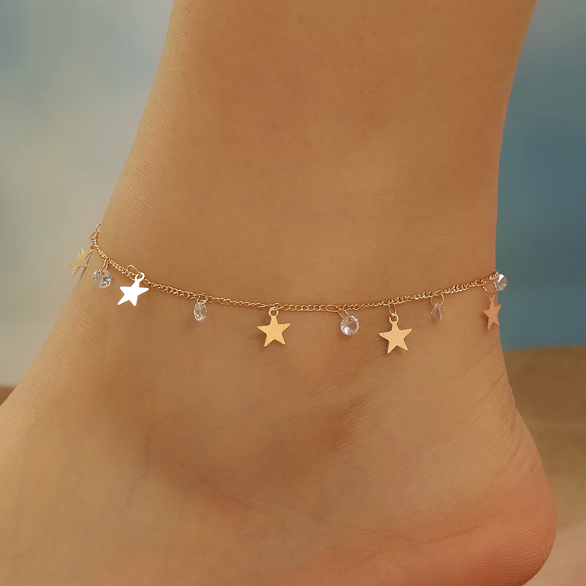 Zircon Star Anklets For Women Girls Summer Beach Foot Jewelry Fashion Birthday Party Gift ankle chains cubic zirconia anklet fashion accessories