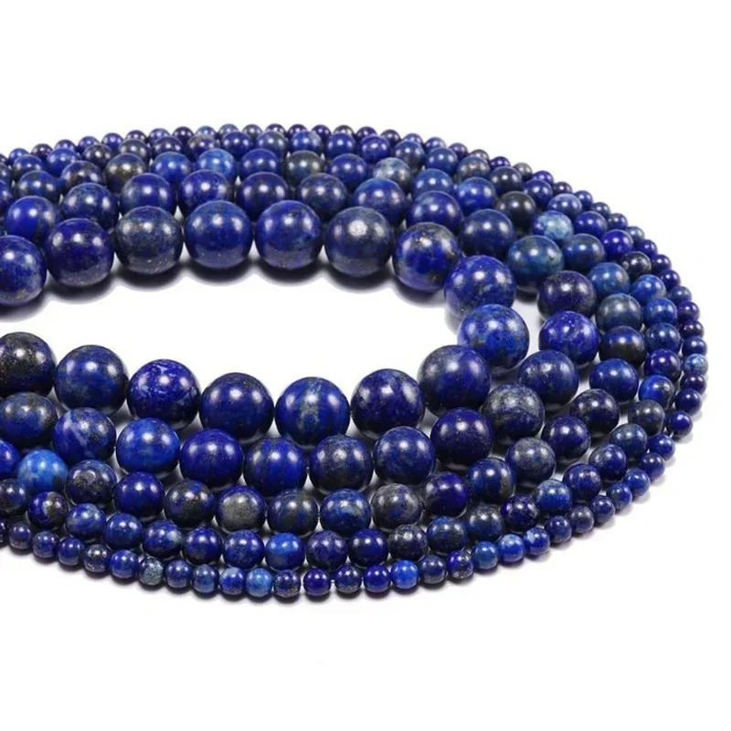 

Natural Stone Beads Lapis Lazuli Loose Beads Gemstone Smooth Round Stone Bead for Jewelry Making Charms Bracelets