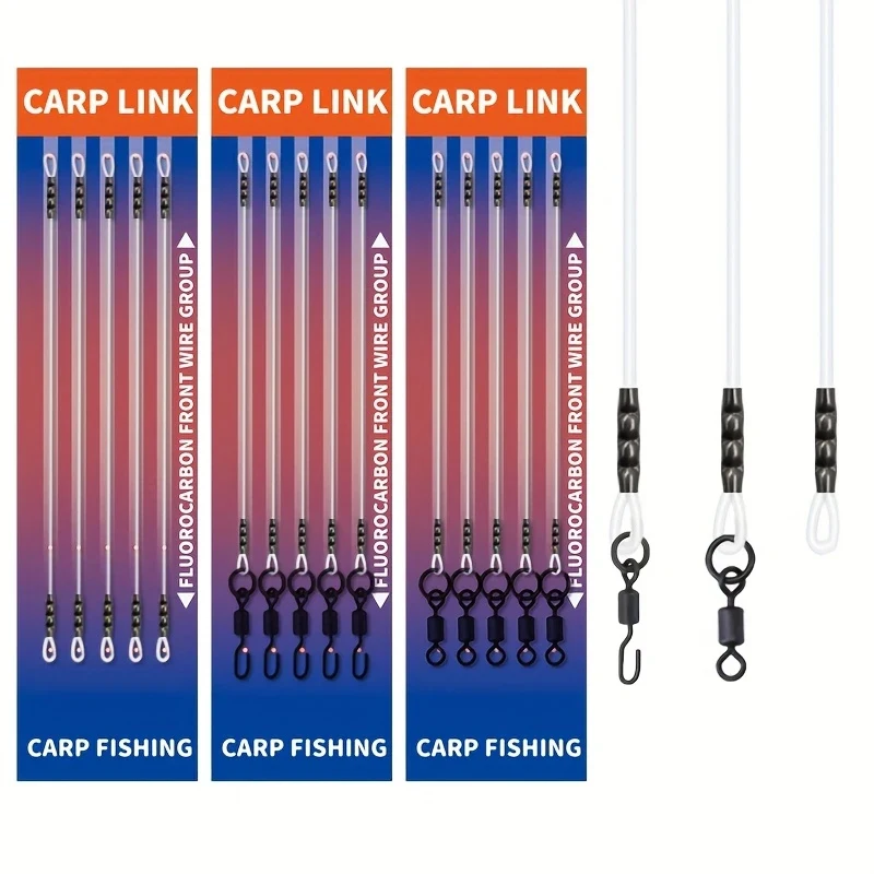 Kit 5 rigs method feeder pour pêche carpe - Fluorocarbone 100% et swivels rolling inclus