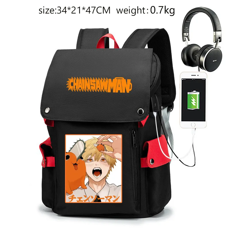 

Pochita Chainsaw Man Anime Mochila Unisex Students School Bag Backpack Large Capacity Cartoon Laptop Rucksack Outdoor Bookbag