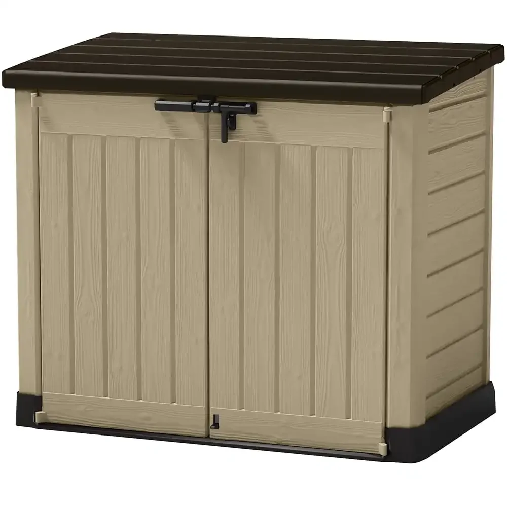 

MAX 39 Cubic Foot Horizontal Durable Resin Outdoor Storage Shed with Double Doors For Garden Tools Pool Accessories and supplies