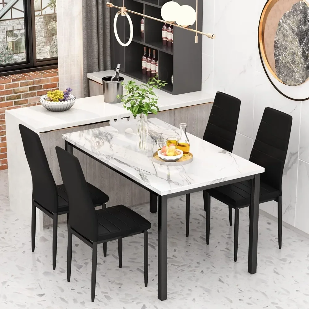 

Compact Space Round Table 5 Pieces Dining Table Set White Black Freight Free 4 Chair Dining Room Sets Chairs for Kitchen Bedside