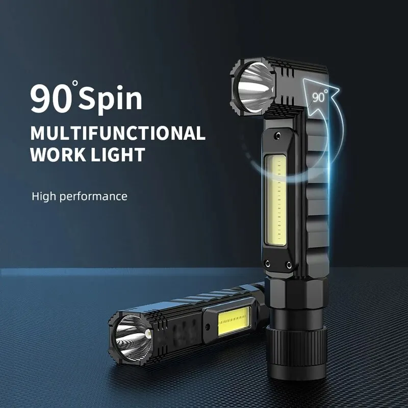 

Portable Led+cob Flashlight With Magnet Usb Rechargeable For Fishing Camping Work Light Powerful Torch Has 300mlighting