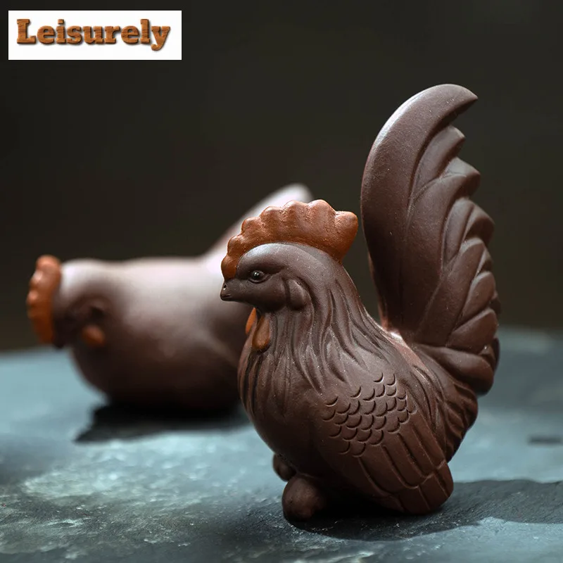 Yixing Zisha Zodiac Rooster Good Luck And Prosperity Tea Pet Ancient Lucky Model Tea Figurine Play Toys Tea Statue Ornaments
