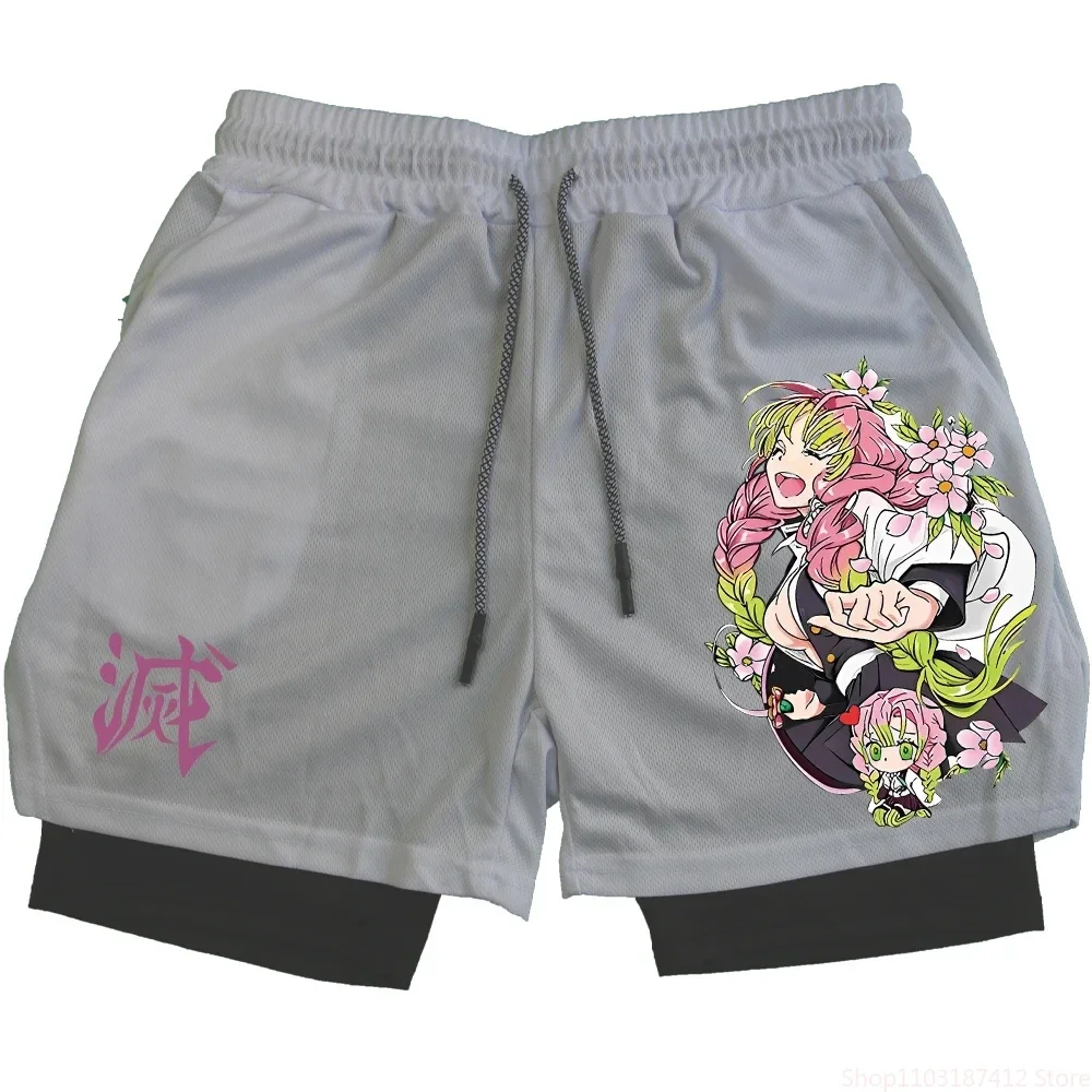 Fashion Anime Fitness Shorts Men's Print 2 in 1 Performance Double Layer Fitness Shorts Fitness Leisure Outdoor Sports M-3XL 5