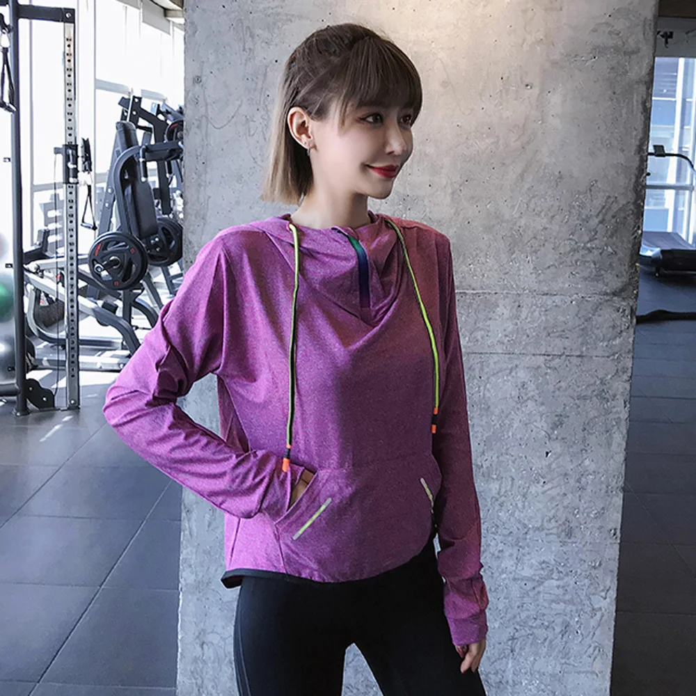 Women Sports Hoodies Running Jackets Breathable Quickdry Long Sleeved