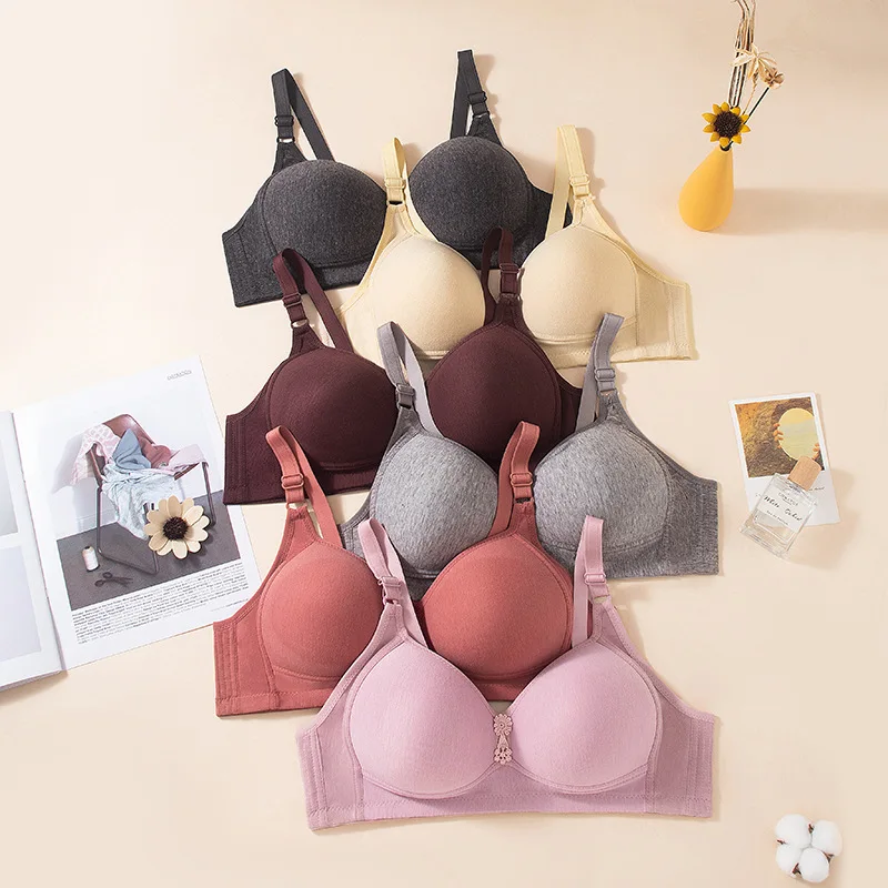 

Autumn New Cotton Large Underwear Women's Middle aged and Old Aged Breast Collection Breathable No Steel Ring Gather Women's Bra