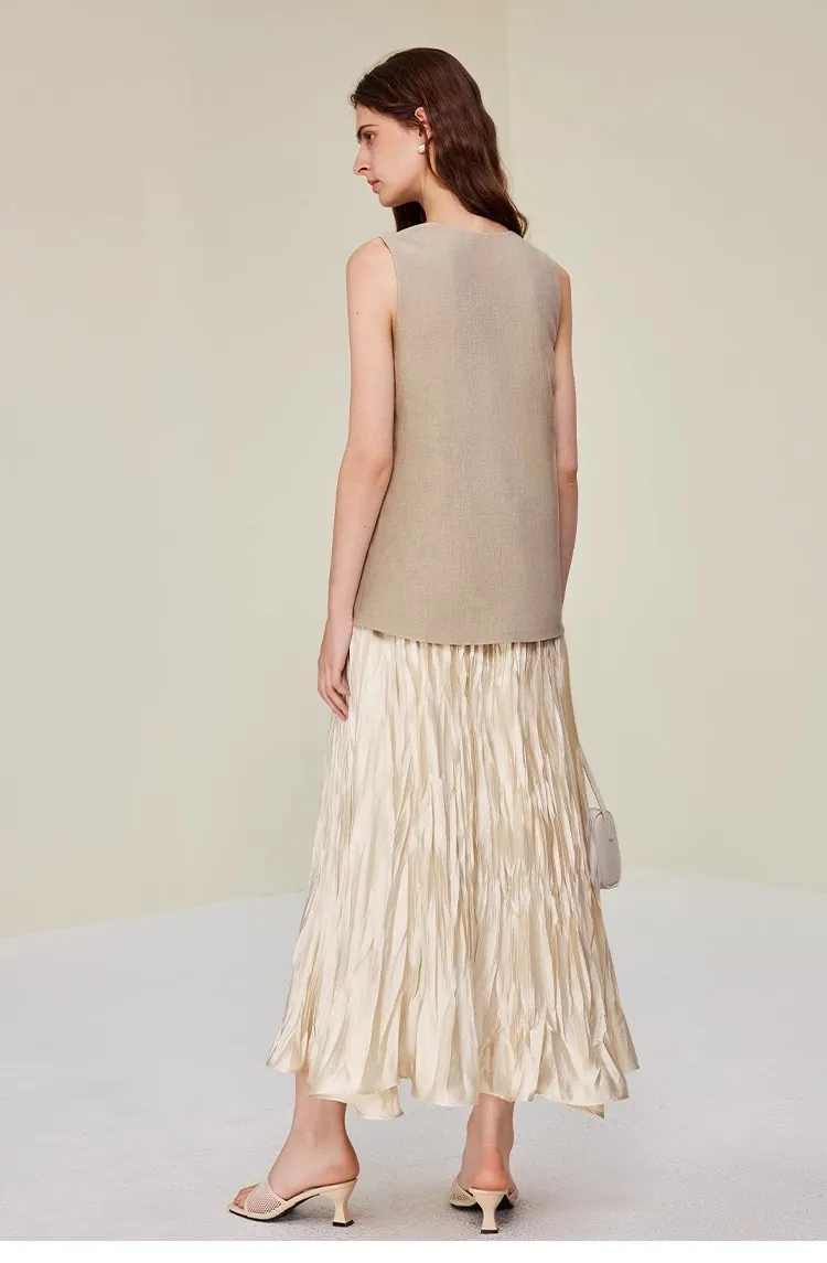 AEL Damen-Sommerkleid, ärmellos, 2025, neuer Stil, plissiert, gefälschtes zweiteiliges Westenkleid, modisches Patchwork-Design – Detail 9