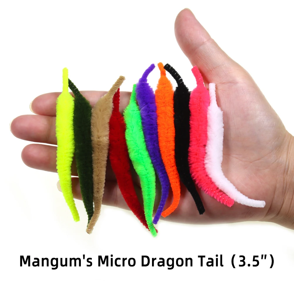10 Stück 3,5 Zoll Fliegenbinden Mangums Micro Dragon Tail Soft Chenille für Hecht Mustky Streamer Baitfish Salzwasserfliegen Köder 10 Farben
