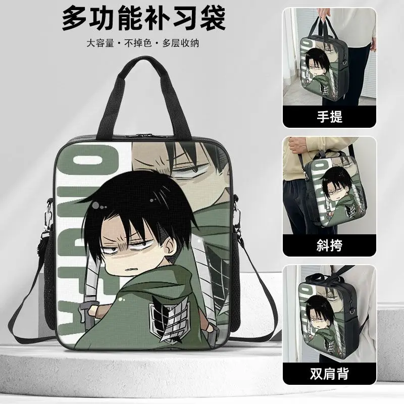 Attack On Titan Anime-Inspired Mikasa & Levi Canvas Crossbody Handbag with Large Capacity