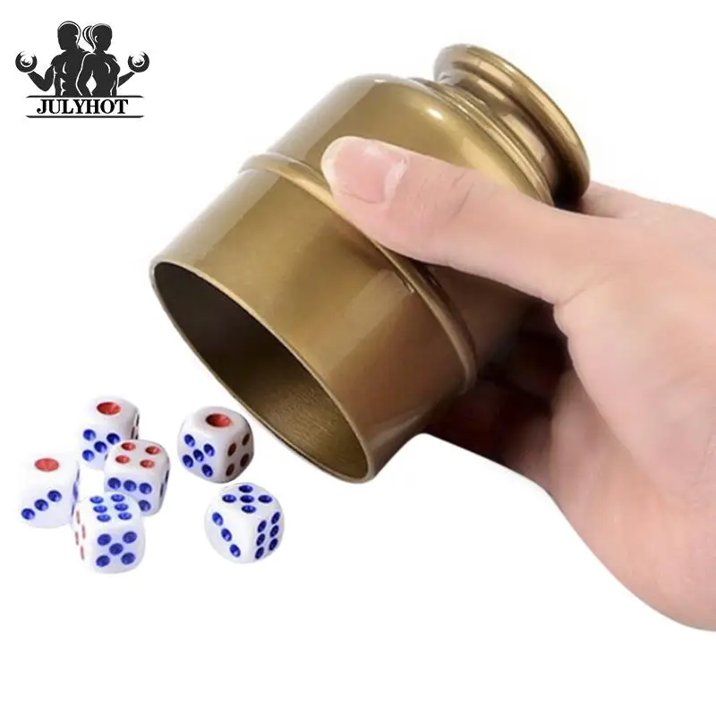 Dice Cup With 5Pcs Dice Classic Gambling Game Set Dice Cup For Family Gathering Party Holiday Table Games