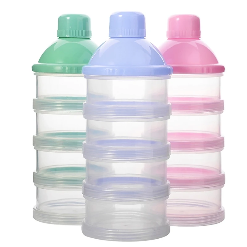 Infant Formula Dispenser 4/5 Separate Sections Baby Storage Box Leakproof Toddler Milk Powder Container