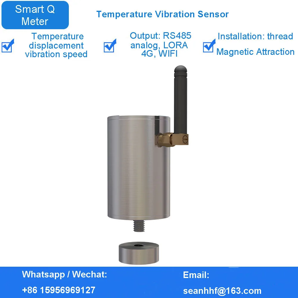 Temperature vibration sensor motor fan pump vibration three-axis displacement velocity integrated monitoring transmitter 4