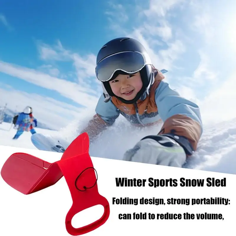 Snow Sled Portable Foldable Snow Sled Board Heavy Duty Sand Sleds Winter Toys Double Sided Slider With Handle For