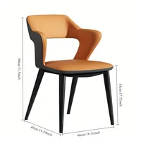 French Style 1Pc Leather Dining Chair with Backrest, Hollow Design, Suitable for Clubhouse Hotel Western Restaurant Cafe 4