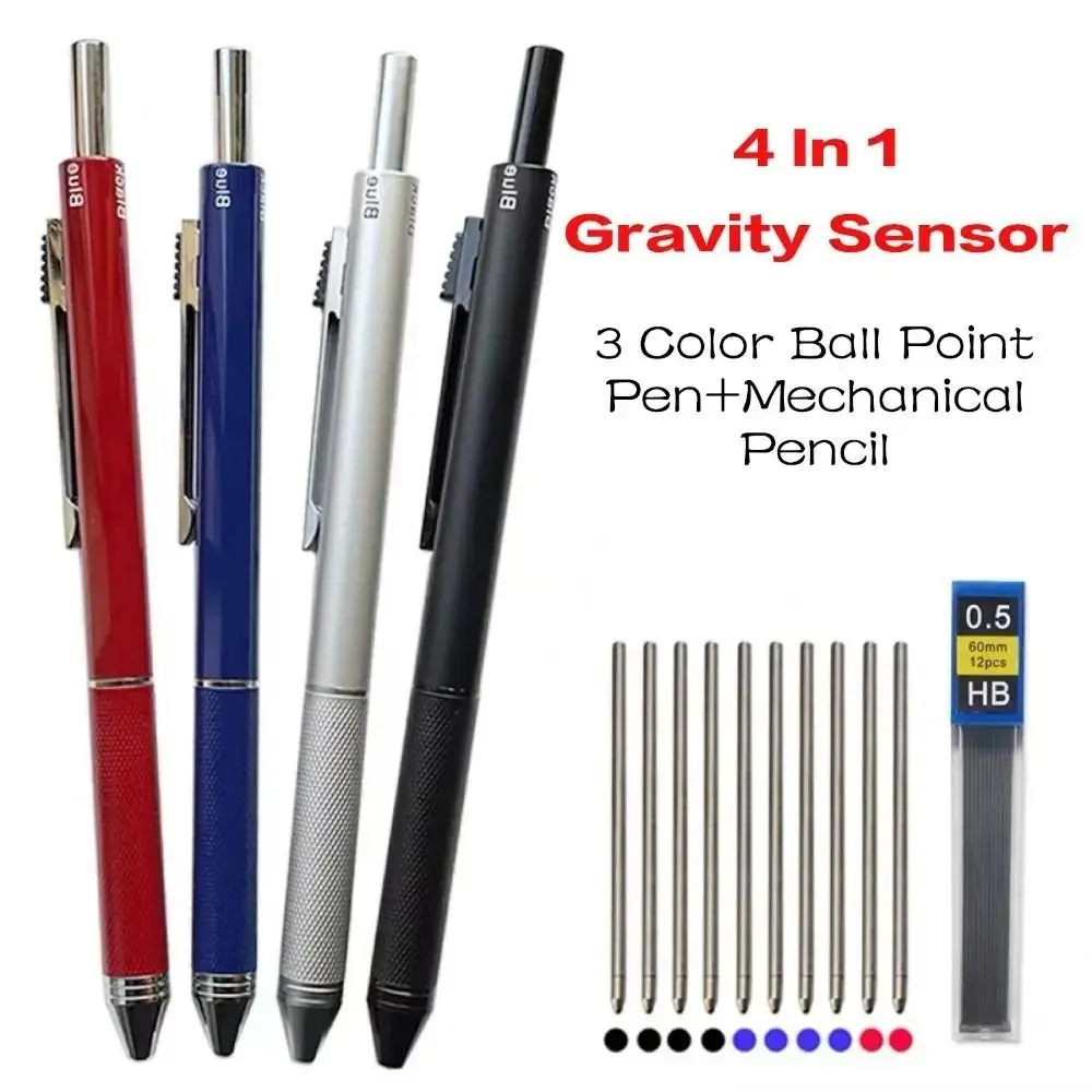 4-in-1-Gravity-Sensing-Pen-Creative-3-Colors-Ink-Metal-Ballpoint-Pen ...
