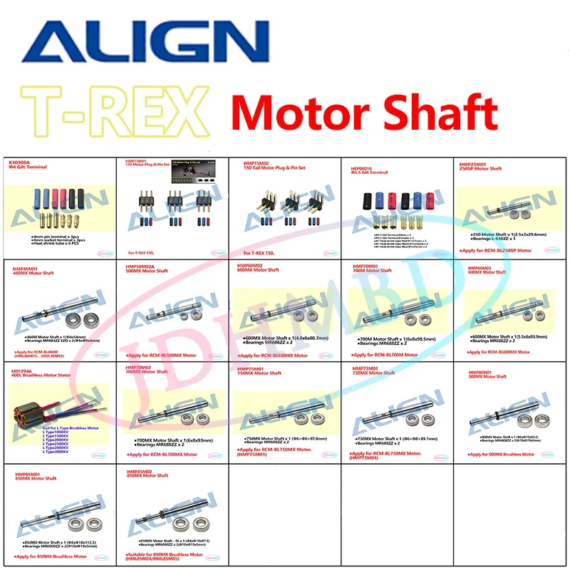 Allineare T-Rex Parti Del Motore Gilt Terminal Motor Plug & Pin Set Albero Motore 400L Brushless Statore Rc Elicottero