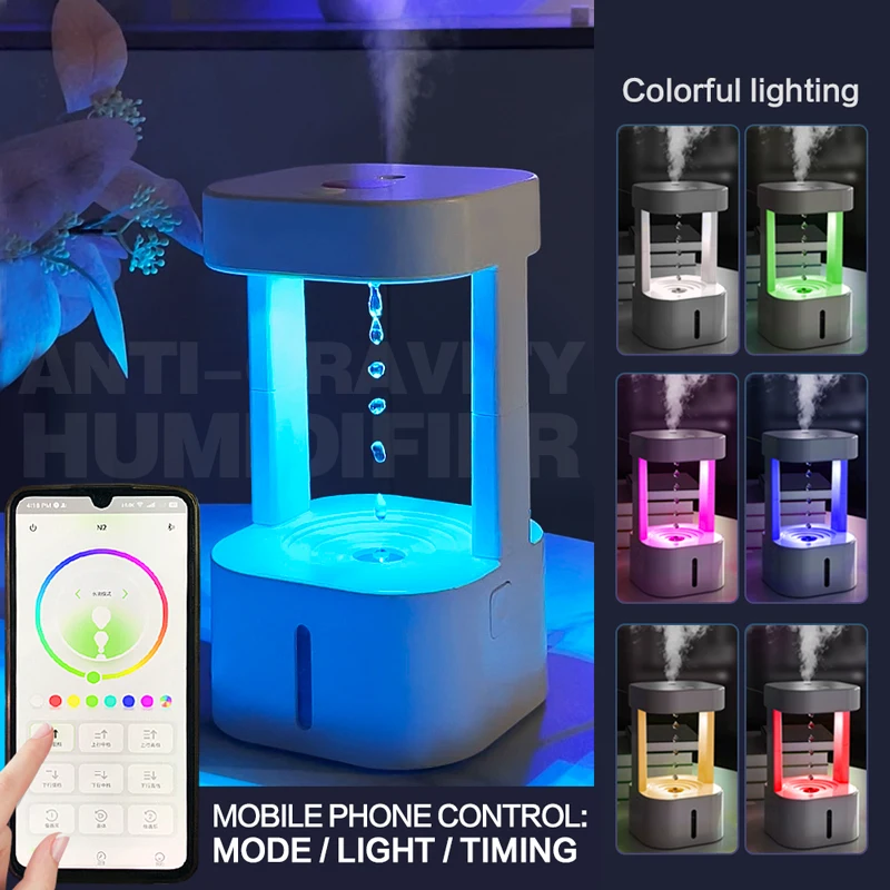 

580ML Anti-gravity Water Drop Humidifier 3 Modes Levitating Water Drops Ultrasonic Cool Mist Maker Fogger with LED Night Light