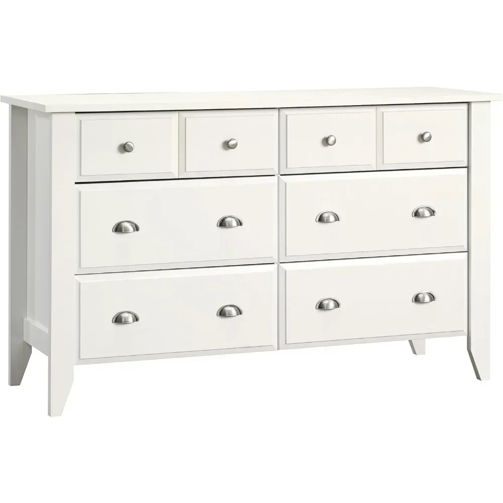 Shoal Creek Dresser (L: 54.65 x W: 18.43 x H: 33.03) and Night Stand in Soft White Finish
