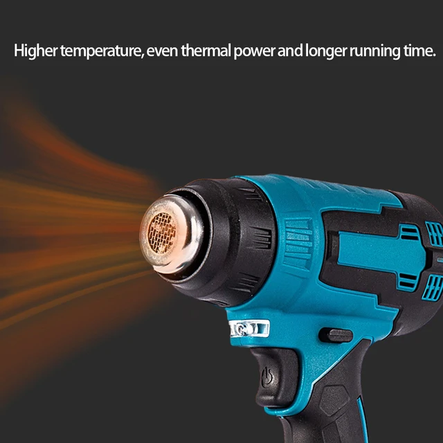 Cordless Hot Air Gun Hair Dryer with 3 Nozzles Heat Gun Thermal Blower 0-500℃ Rechargeable LED Light for Makita Battery 5