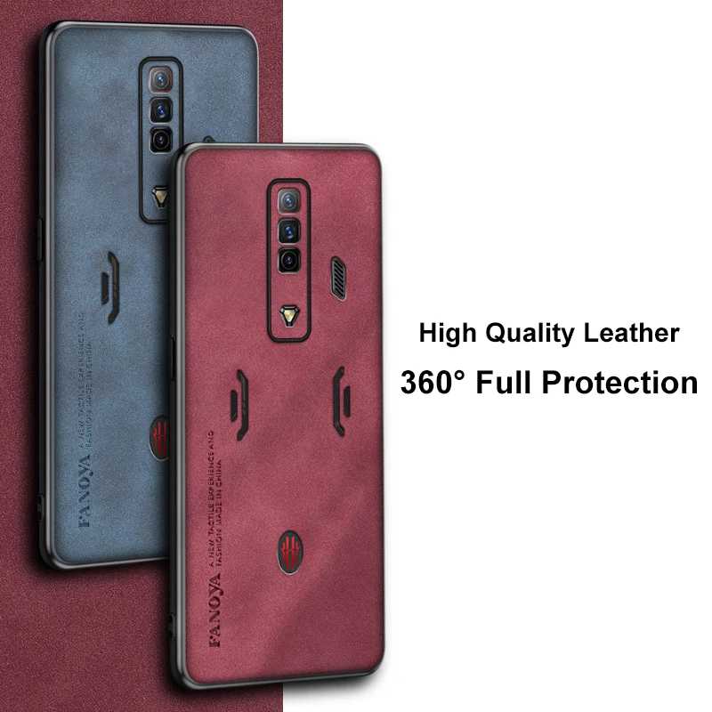 ZTE Nubia Red Magic 7 7S 6 6S Pro 커버 용 고급 가죽 케이스 RedMagic 6 7 Pro Coque 용 실리콘 전체 보호 전화 케이스