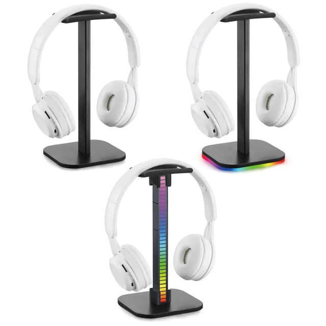 RGB Headphone Stand Dual Gaming Headset Holder Hanger Rack with 2USB Port  and 3.5mm Audio port, RGB LED Light Suitable for Most Headphones Gamer