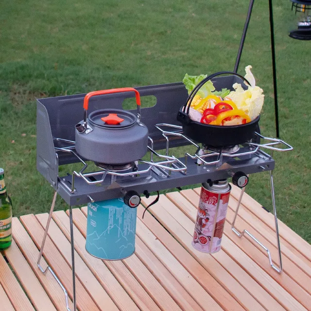 캠핑 필수품인 SmiloDon 야외 접이식 고출력 더블 버너 스토브로 야외 모험을 더욱 편안하게 만들어보세요.