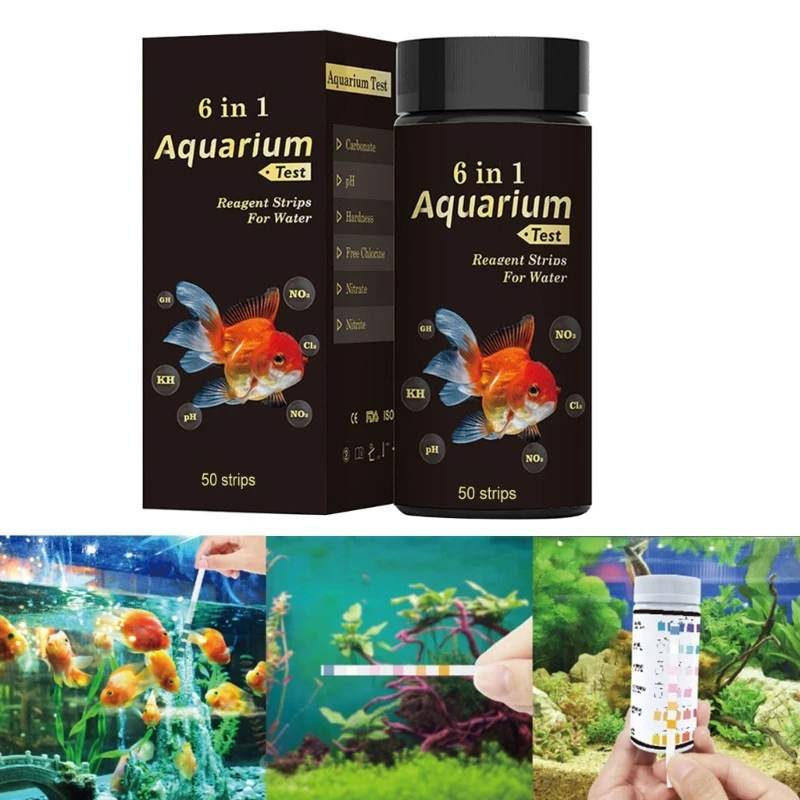 50PCS 6 in 1 Aquarium Test Strips Fish Test Set Aquarium Water