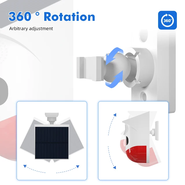 WiFi Waterproof Solar Infrared Outdoor Motion Alarm Detector Security Monitor Sound Siren Alarm Remote Control Smart Life APP 6