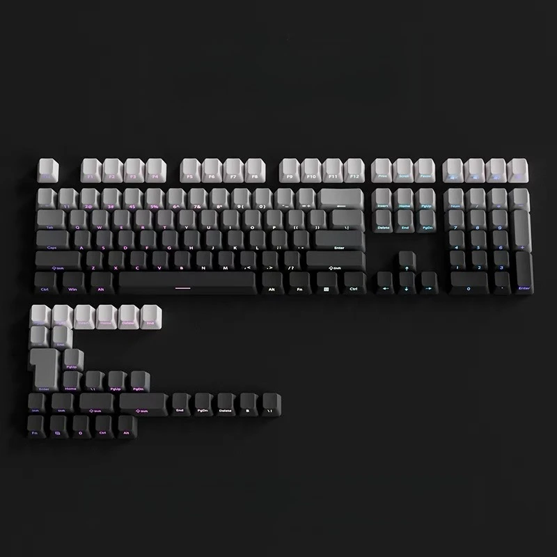Purple Gradient Keycap Set - OEM Profile, Red-Pink-Blue Shade with Side and Top Print
