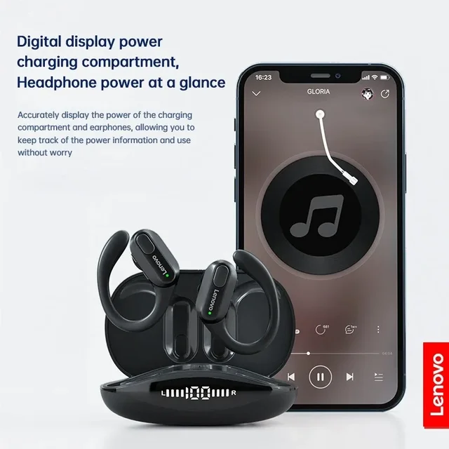 Lenovo XT80 Auricolari Bluetooth 5.3 Cuffie True Wireless con microfono Pulsante Controllo Riduzione del rumore Ganci per le orecchie Cuffie impermeabili 2