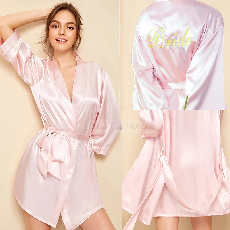 

Сексуальный Вышитый свадебный халат для невесты и подружки невесты, Летняя женская одежда для сна, халат, повседневное свободное домашнее платье, тонкая атласная ночная рубашка XXL
