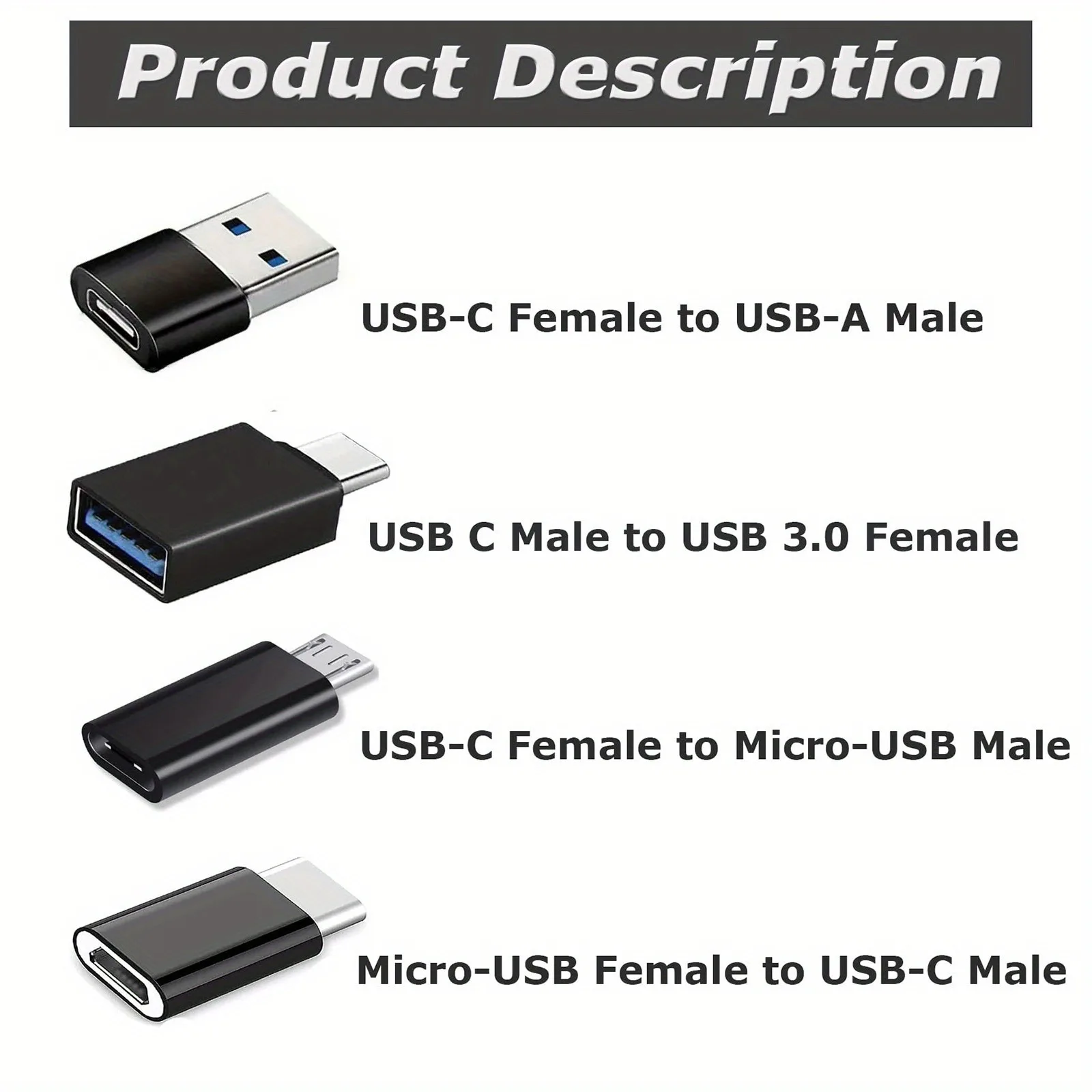 8-Pack USB-C Female to USB Adapter Set