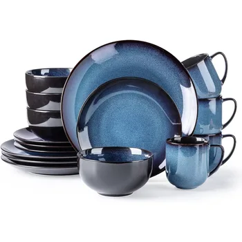 16-Piece Reactive Glaze Ceramic Dinnerware Set 1