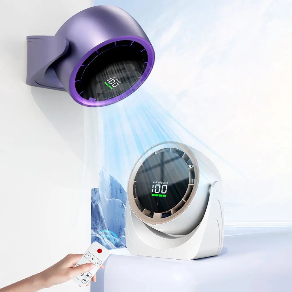 Wall-Mounted Desk Fan Rechargeable Desktop Fan Digital Display 100 Speeds for Home Office Kitchen Travel Camping