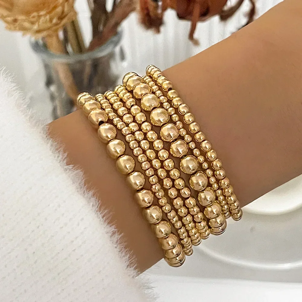 Trend Stretch Stainless Steel Bracelets Gold Sliver Color 2MM 5MM