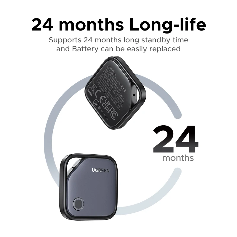 UGREEN Smart Bluetooth Tracker, Keys Finder Item Locator SmartTag Up to 2 Year Battery Phone Finder For Apple Find My (only IOS)