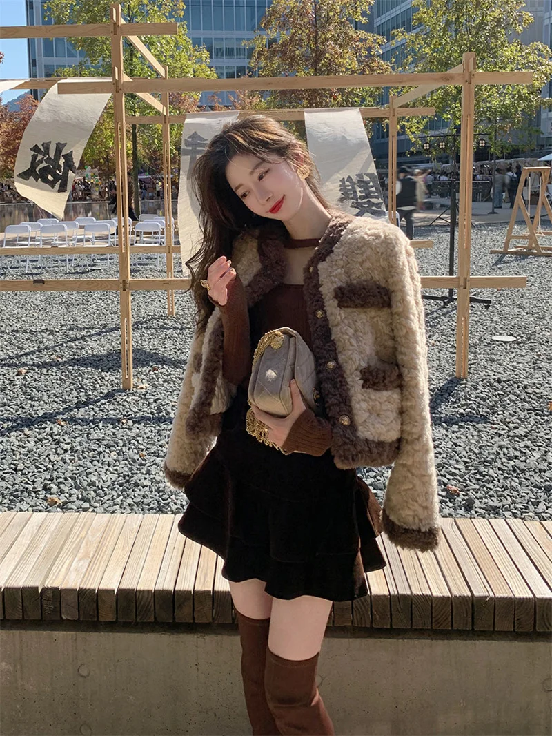 2023 Fashion Versatile Cotton Fragrant Small Fragrance Style Imitation Lamb Hair Short Coat Women's Korean Loose Temperament Top