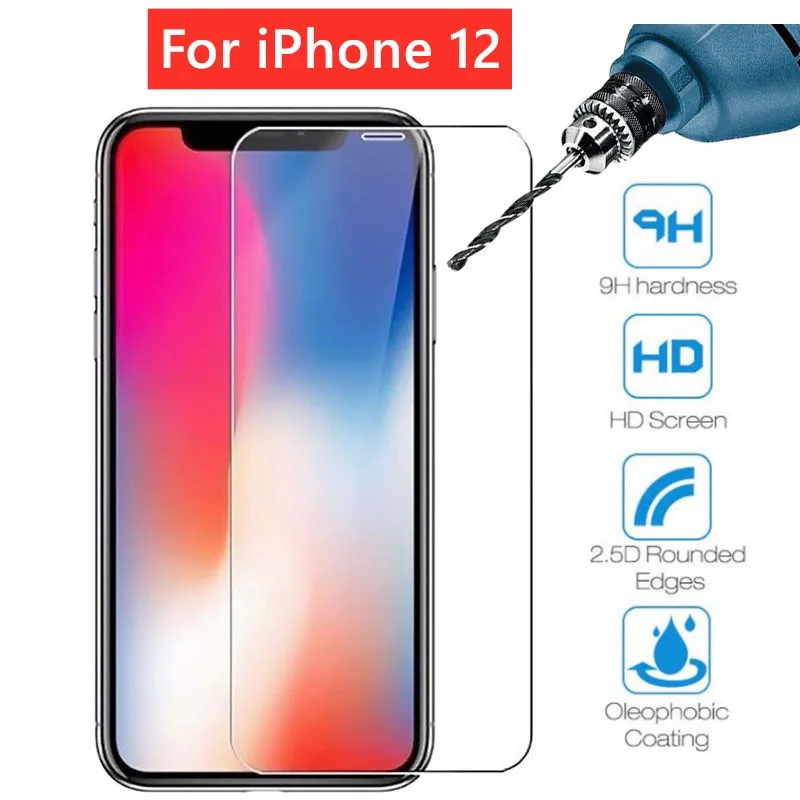 

9H Tempered Glass For iPhone 12 mini 11 Pro 7 8 6 S 6S Plus X s XS Max XR Screen Protector For iPhone 7 12 Explosion proof Glass