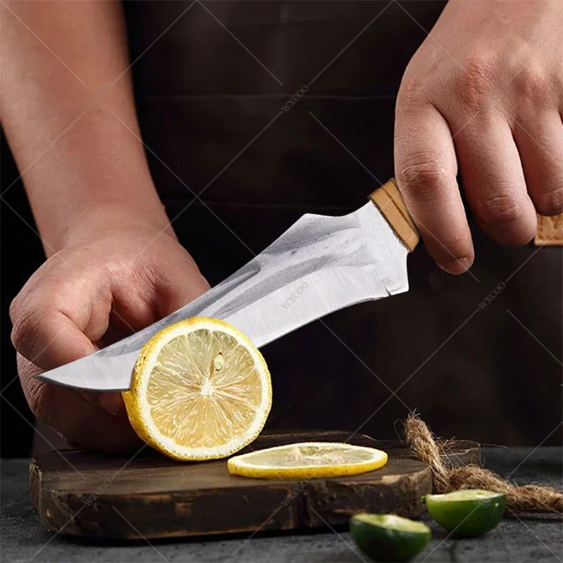 WXCOO Kitchen Scissors Boning Knife High Carbon Steel Chef Meat Fruit Knife Professional Butcher Cleaver Fish with Cover