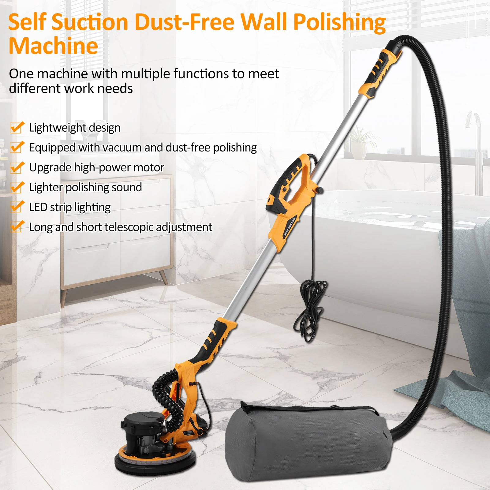 High Efficiency Dustless Putty Wall Sanding Automatic Dust Absorption Electric Giraffe Drywall Sander Machine for Wall Ceiling, electric sander,belt sander,cordless sander,pneumatic sander