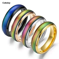 Vibrant Stainless Steel Mood Ring - Color - Changing Emotion Jewelry - 8 (Silver)