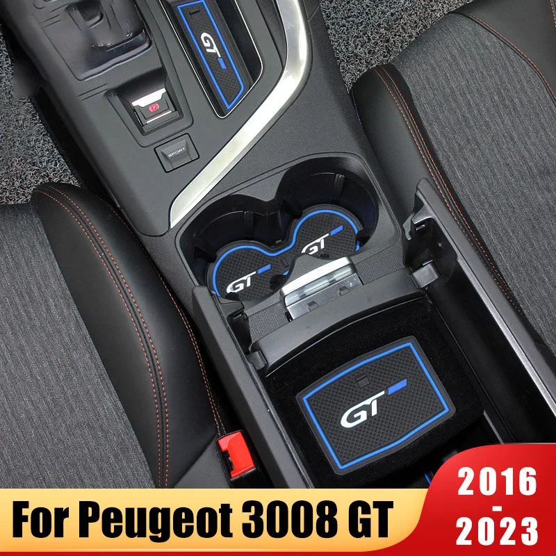 Für Peugeot 3008 GT 2016-2020 2021 2022 2023 Gummi Auto Slot Pad Non-slip  Tasse Matte Anti slip Tür Nut Matte Innen Zubehör - AliExpress