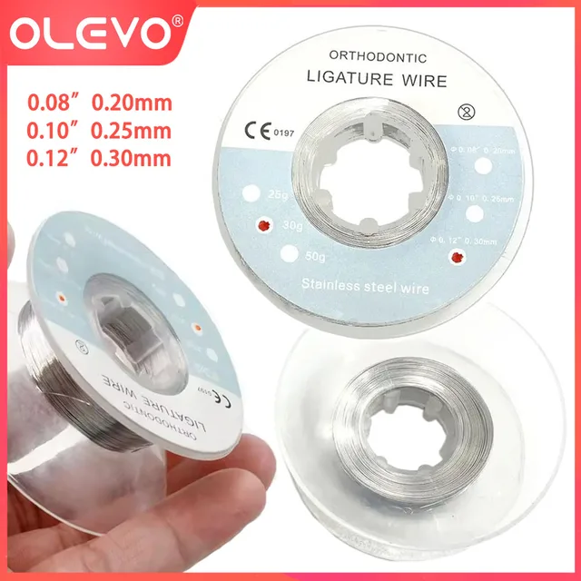 OLEVO 30g/Roll Dental Orthodontic Stainless Steel Ligature Wire Round Wires for Teeth Braces 0.20/0.25/0.30mm Dentistry Material