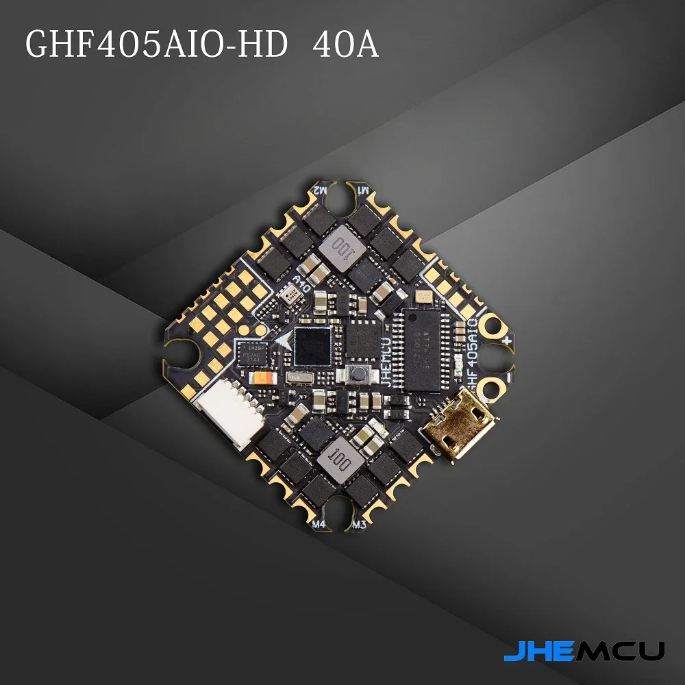 

JHEMCU GHF405AIO-HD 40A F405 Baro OSD Dual BEC Flight Controller BLHELIS 40A 4in1 ESC 2-6S for FPV Freestyle Toothpick Drones