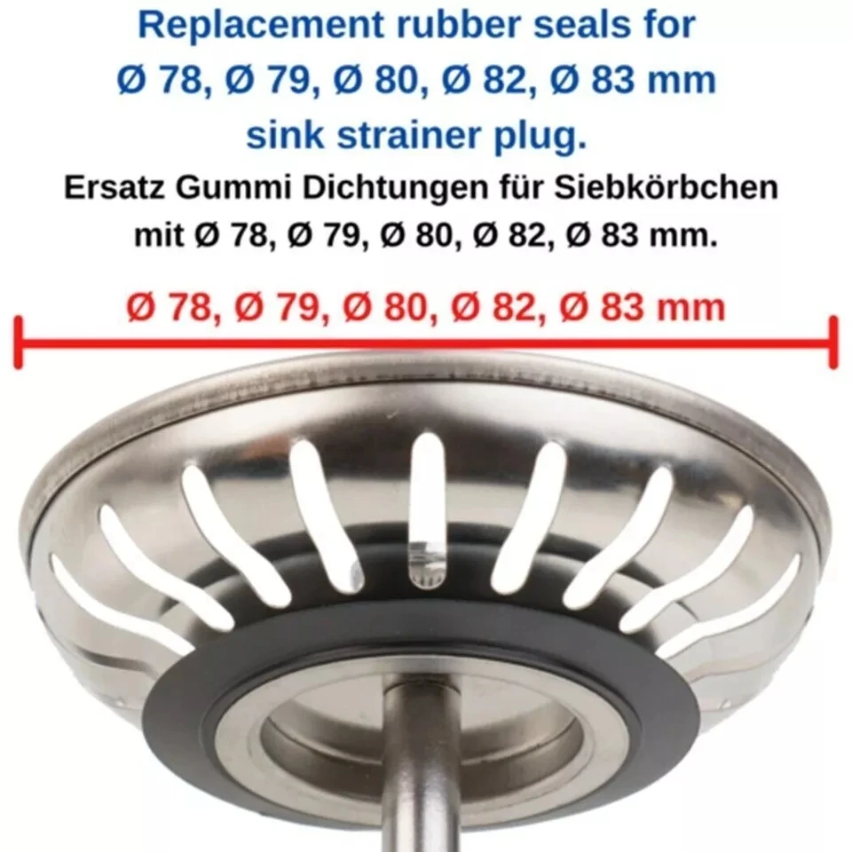 Replacement Rubber Seal Washer for Franke Kitchen Sink Strainer Plug 5Pcs